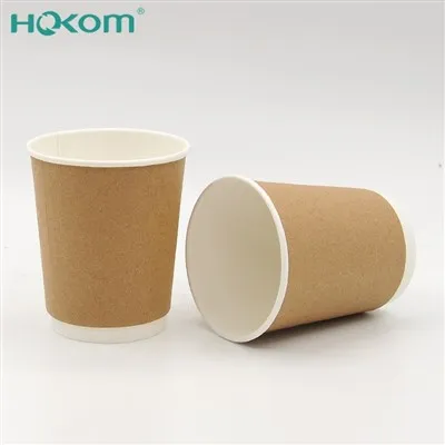 China al por mayor taza de café desechable 8 oz 12 oz de 16 oz Copa de papel doble pared Kraft Cup Beverage Takeaway